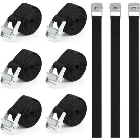 Correas de sujeción - 2 metros - Correas de sujeción - Bridas para cables - 6 unidades - Bridas para cables - Negro (1/5)