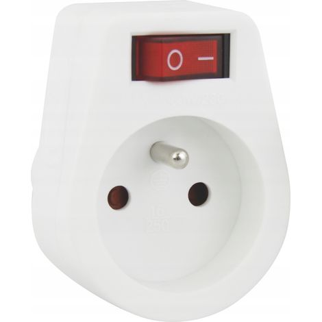 Prise avec interrupteur 10/16A 250V 2P+Z blanche P0027 (1/3)