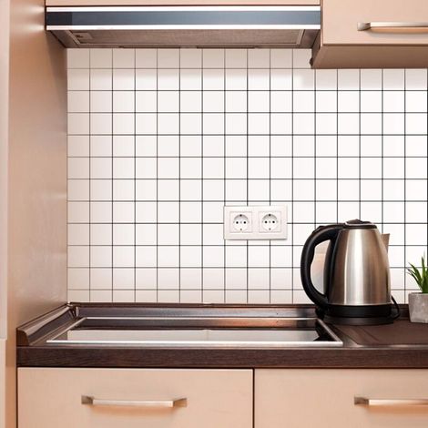 5 Pièces 3D Autocollant Mural, à carreaux blanc Seize grille, Impermeable Auto-adhesif en stickers carrelage pour la Salle de Bain et la Cuisine 30 x 30cm (1/3)