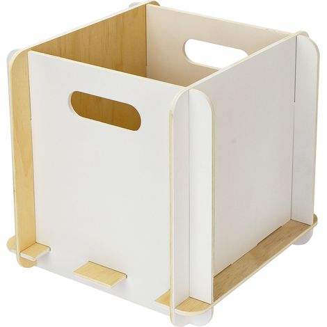 HMF Aufbewahrungsbox aus Holz zum Zusammenstecken, passend für Bücherregale, 25 x 25 x 25 cm, Weiß (1/5)