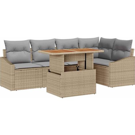 Maison Exclusive - Gartensofa-set 6 Stk. Beige und Grau (1/5)
