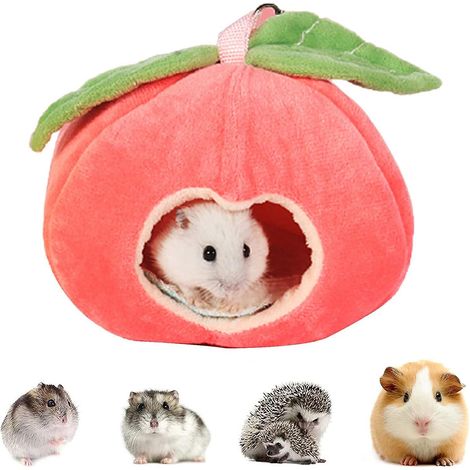 maison D'hiver Pour Petit Animal De Compagnie Rose Pomme, Nid De Hamster Pour Animal De Compagnie, Tapis Amovible Doux Pour Nid De Souris, Lit Pou (1/5)