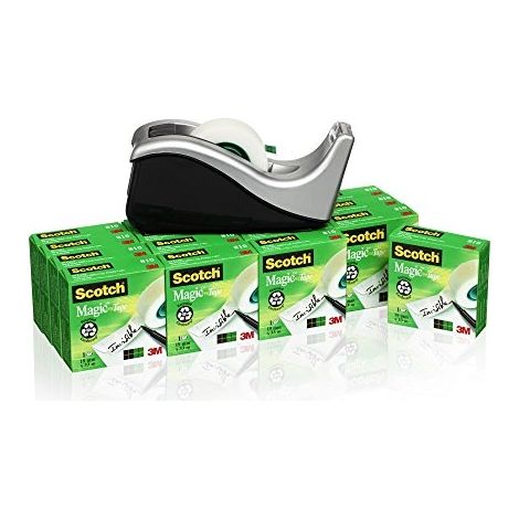 Scotch Ruban Adhésif Magic 810 - 16 Rouleaux 19 Mm X 33 M + Distributeur - Transparent Mat Inscriptible