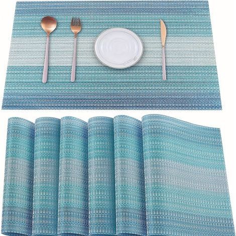 Set mit 6 Platzsets, marineblau, 45×30 cm, rutschfest, wärmeisolierend, ölbeständig, leicht zu reinigen. (1/5)