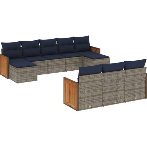 Maison Exclusive - 10-teiliges Gartensofa-Set mit Kissen, grau, P