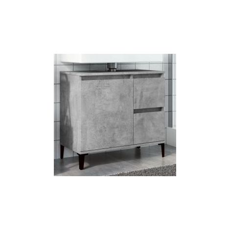Armoire d'évier gris béton 65x33x60 bois d'ingénierie