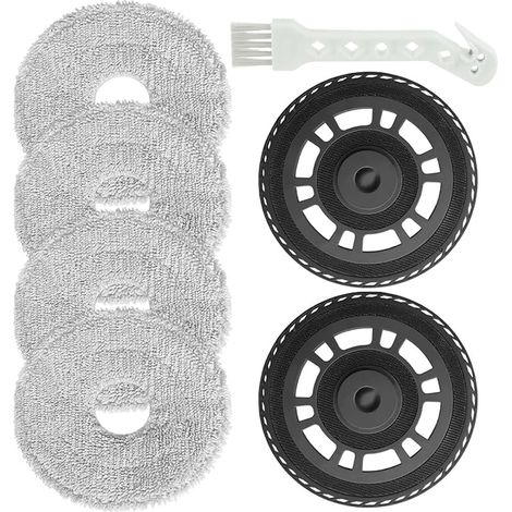 Lot de 4 serpillières avec 2 supports de rechange pour aspirateurs robots Dreame L10s Pro Ultra Heat / L10s Ultra Gen2 / X40 Ultra / X40 Master / L40 Ultra / L20 Ultra/Mova E30 Ultra (4 + 2 pièces) (1/5)