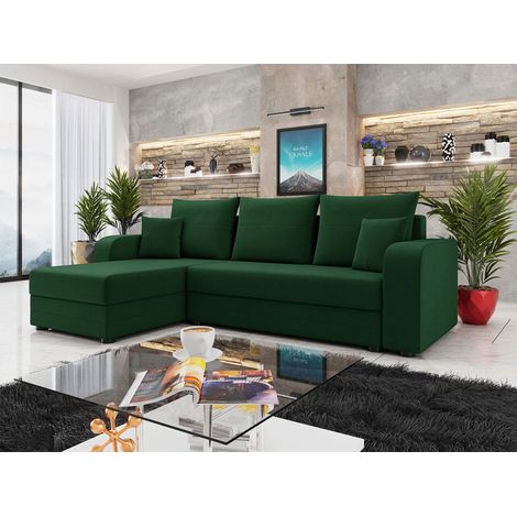 Bestmobilier – Canapé d'angle réversible convertible 4 places avec coffre – Revêtement en velours – Dimensions L237 x P139 cm – Style contemporain