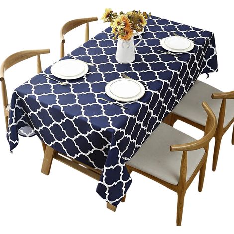 Tablecloth - Polyester Rectangular Table Cover Water Resistant Wrinkle Free For Indoor Outdoor Dining 140x240 Cm (1/5)
