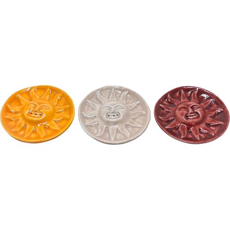 Platos portaincienso sol de aluminio 9 cm, set de 3 diseños (1/5)