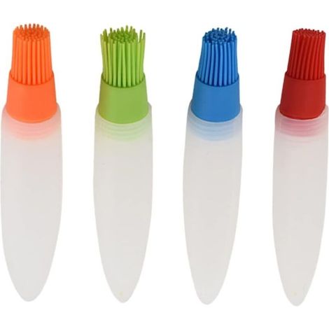 Set mit 4 Grillbürsten für den Außenbereich, inklusive Flasche mit spitzer Düse, Küchenutensilien und Backölpinsel
