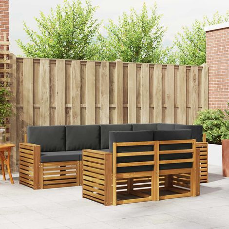 Ecksofa Set 7 pcs Natur und Anthrazit Massivholz Akazie (1/5)