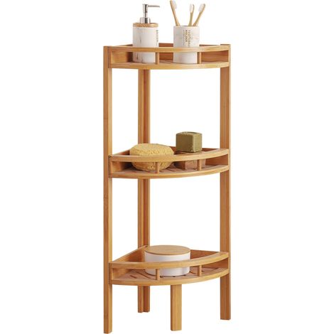 Eckregal aus Bambus mit 3-stufigem Baldachin, 85 x 29 x 29 cm, 7house