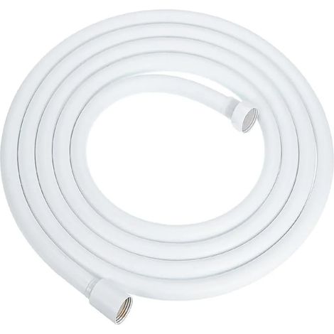 (Blanc, 200 cm) Tuyau de douche universel en PVC, flexible, anti-nœuds, anti-explosion. (1/5)