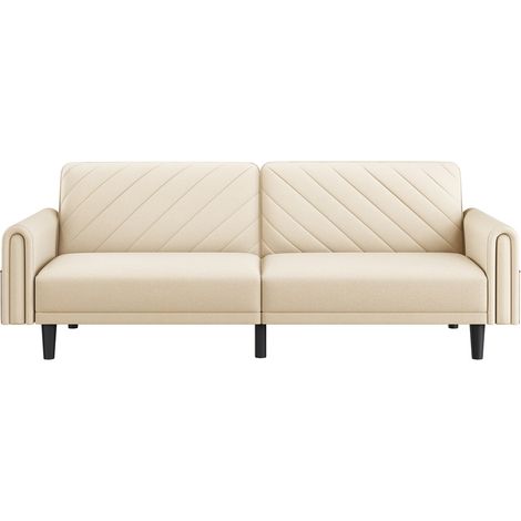 Homevive Sofá Cama Convertible con Respaldo Ajustable Sofá Moderno de 3 Plazas para Apartamentos Pequeños Salas de Invitados Estudios Beige (1/5)