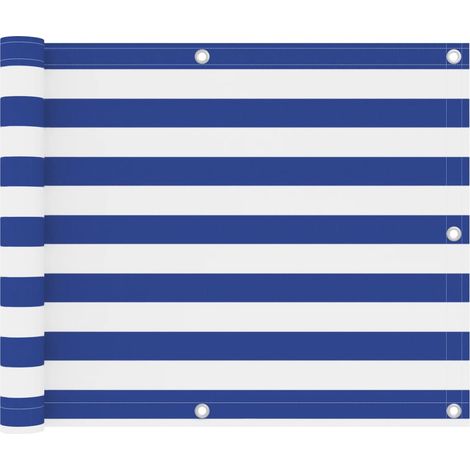 Paravent de balcon, blanc et bleu, 75 x 400 cm, tissu Oxford