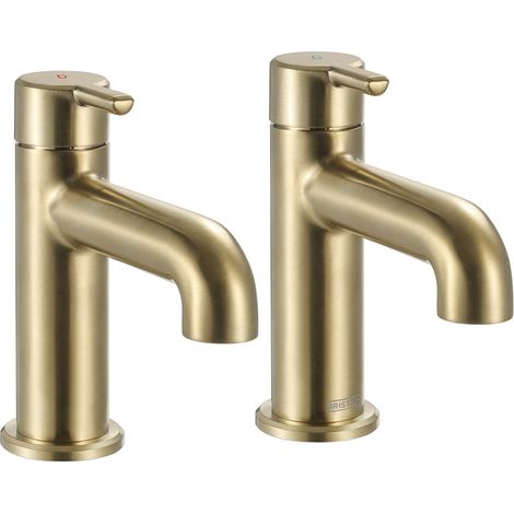 Bristan Altum Basin Taps Pair Pillar Mounted - Brushed Brass
