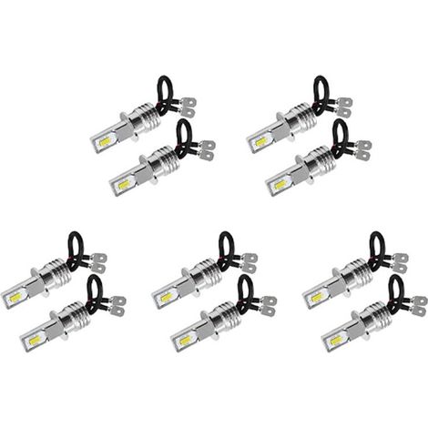 Adatto per 10 lampadine fendinebbia/fari/luci diurne a LED H3 ultra luminose, luce bianca 6000K, 10W