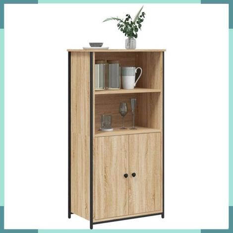 834211 Buffet haut chêne sonoma 62x36x121,5 cm bois d'ingénierie (1/5)