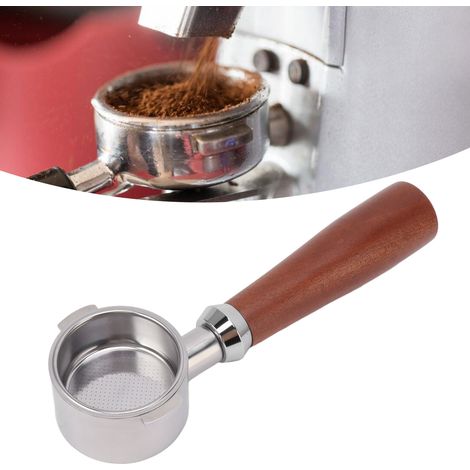 Accessoires pour machine à expresso italienne : poignée sans fond, filtre en acier inoxydable, distributeur de café moulu, doseur à café (51 mm, deux poignées + doseur à café moulu, noir). (1/5)