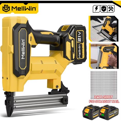 Pistolet à clous électrique sans fil 2 modes – Cloueur-agrafeuse multifonction pour bois et meubles, compatible Makita 18V, 2 batteries Li-Ion incluses