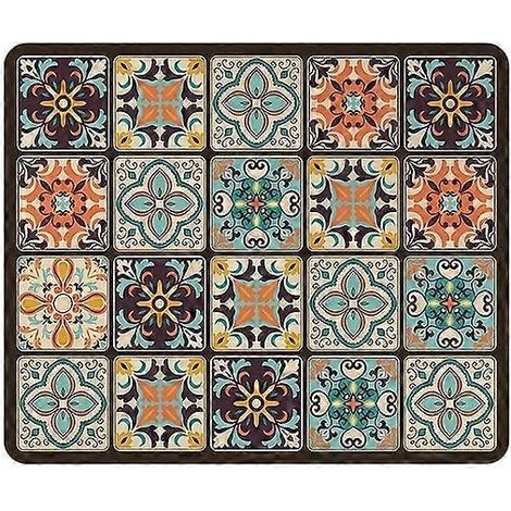 50X60cm Checkered Printed machine à laver poussière couvercle patin, Quick-Dry Absorbent Protective supérieur tapis pour lave-linge et sèche-linge A (1/5)