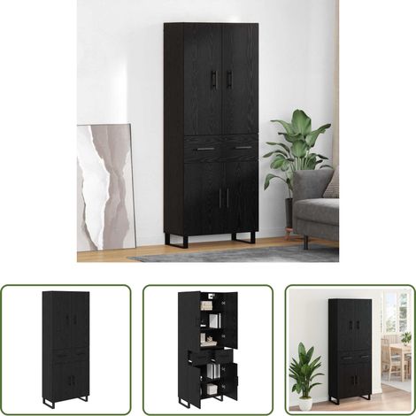 vidaXL Stauraum -  Highboard 2 pcs Schwarz Eichen-Optik 69,5 x 34 x 180 cm (1/5)