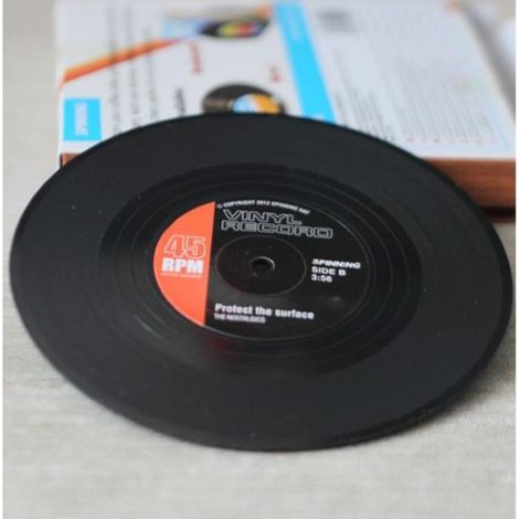 Sous-Verre Rond Vinyle 45 Tours - Protection Surface Boissons Chaudes Froides - Cadeau Amateur Musique - Lot de 6 (1/4)