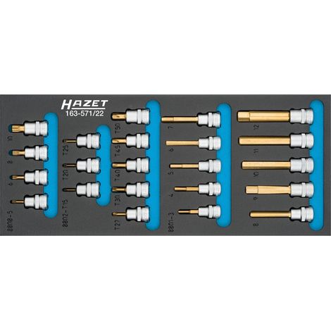 Hazet Schraubendreher-Steckschlüsseleinsatz Satz, Vierkant hohl 10 mm (3/8), Innen TORX Profil, Innen Vielzahn Profil XZN, Innen-Sechskant Profil, 19 (1/3)
