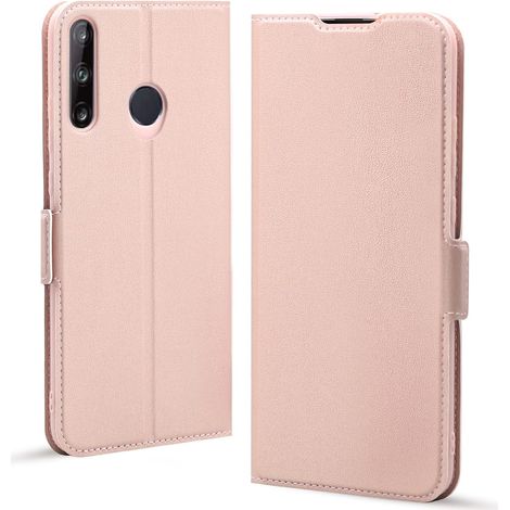 FUNDA PARA HUAWEI P40 LITE E DE PIEL PU ROSA CON SOLAPA (1/4)