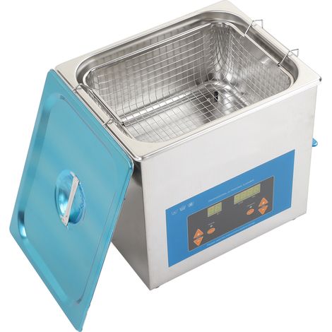 Nettoyeur à ultrasons 9 L, 200 W, acier inoxydable, 40 kHz, avec fonction chauffante, prise UE 220-240 V (1/5)