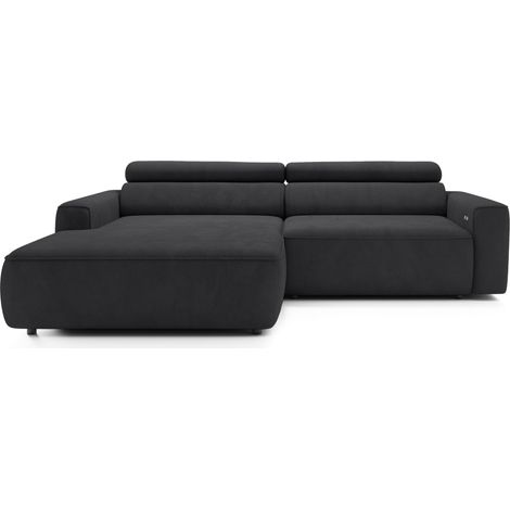 Selsey Fando - Ecksofa mit Schlaffunktion, L-Form, Velours Dunkelgrau, 252 cm (1/5)