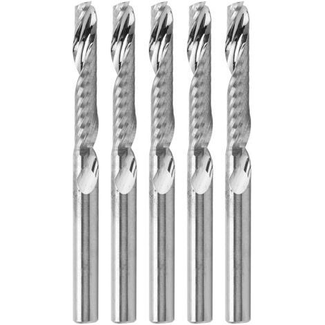 5 frese a gambo cilindrico a una scanalatura, 3,175 x 2 x 17 x 38 mm (1/5)