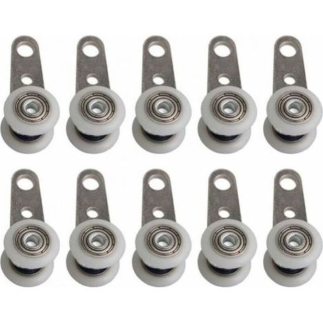 Lot de 10 roulettes pour baies vitrées ou portes coulissantes - en métal et en plastique - 4,5 x 1,9 cm (1/4)