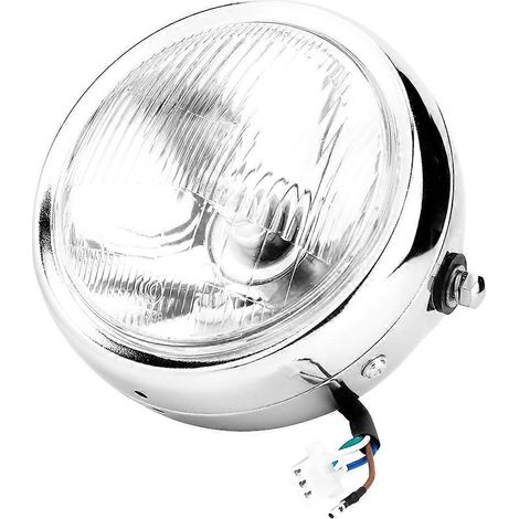 Universal Motorrad Retro Silbernes Gehäuse Weißer Glas Scheinwerfer Frontscheinwerfer für GN125