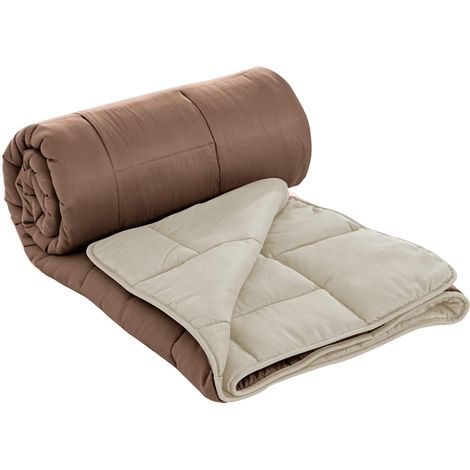 Couette en Microfibre Bicolore 240x200cm Marron HG2420BCO-BRU