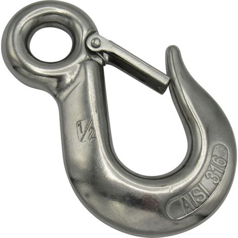Eye Sling Hook with Latch Stainless Steel 12MM (Safety Chain Slip Marine)
