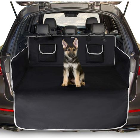 Hundekotschutz mit Seitenschutz – Universal – Robuste Schutzmatte für Hunde – Schwarz – Grauer Rand