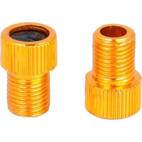 Adaptateur de valve de vélo SV vers AV (lot de 2) - Adaptateur de valve de vélo en or massif pour vélos et pompes - Facile à utiliser (doré) (1/5)