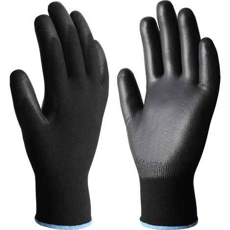 Gants en polyester avec paume en polyuréthane (taille 6) noirs