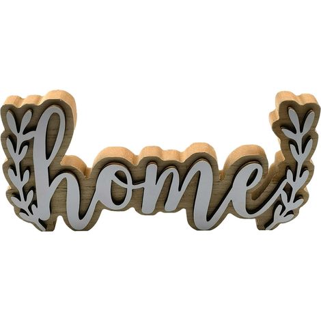 Panneau En Bois Love - Décoration Murale Et Sur Table - Style Rustique Blanc - Pour Chambre Salon Bureau - 24 x 13 cm - 1 Pièce (1/5)