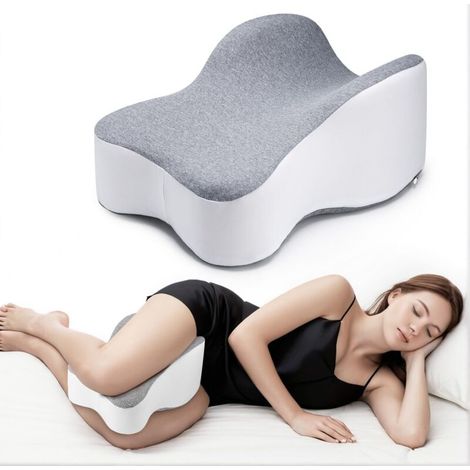 Coussin de genoux de 35,5 cm de long pour les personnes dormant sur le côté, gris