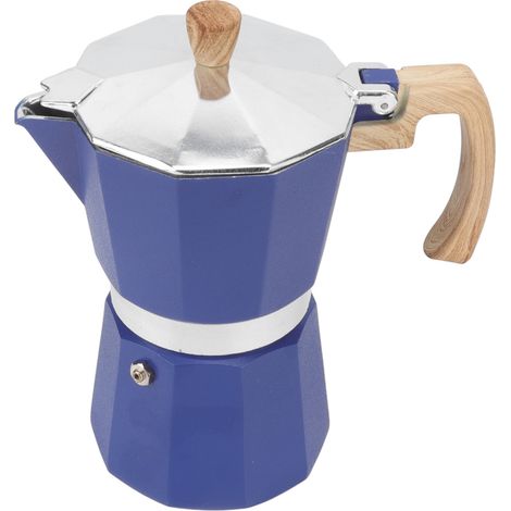 Espressokanne aus Aluminium, achteckig, mokkaförmig, geeignet für Zuhause und Büro, blau, 6 Tassen (300 ml) (1/5)