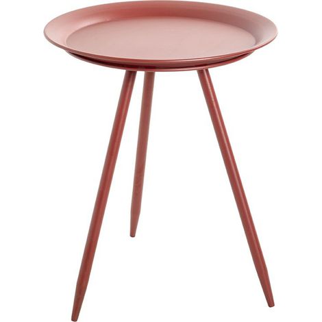Table d'appoint ronde coloris rouge en métal laqué -diamètre 38 x hauteur 47 cm (1/3)