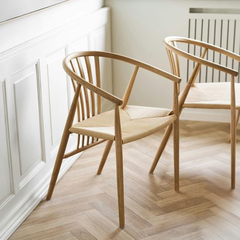 Chaise vintage en bois, assise rotin BERLIN (1/5)