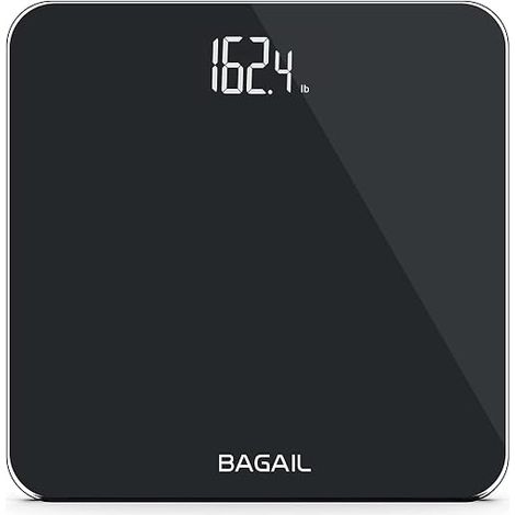 Digital Scales with High Precision Sensors and Tempered Glass, Ultra-Slim, Step-on Technology, Translucent Screen - Black (1/5)
