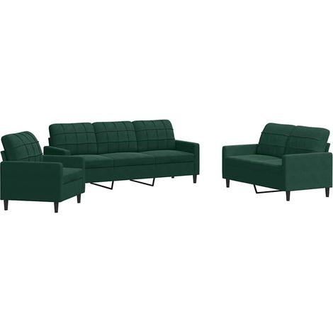 Maison Exclusive - Set di Divani 3 pz con Cuscini Verde scuro in Velluto