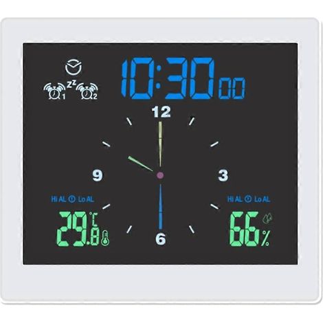 Horloge murale étanche pour salle de bain avec minuterie numérique, convient pour la salle de bain et la cuisine, blanche. (1/5)