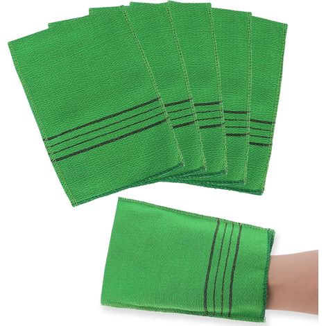 Lot de 5 gants exfoliants asiatiques double face coréens, gants de toilette exfoliants, gant de nettoyage, serviette exfoliante pour éliminer les peaux mortes, gommage sous la douche (1/5)