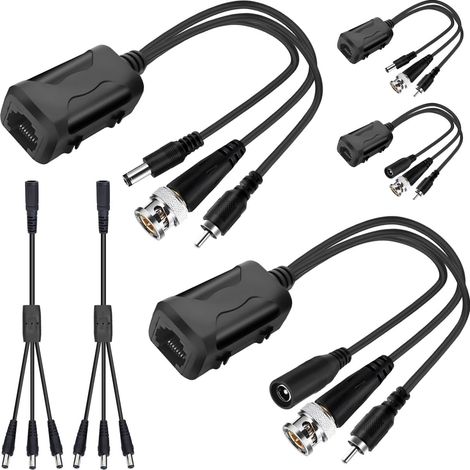 Système vidéo passif BNC vers RJ45, émetteur-récepteur réseau, connecteur audio Cat5e/Cat6, adaptateur BNC vers Ethernet, AHD/TVI/CVI/CVBS, pour système de caméra (1/5)